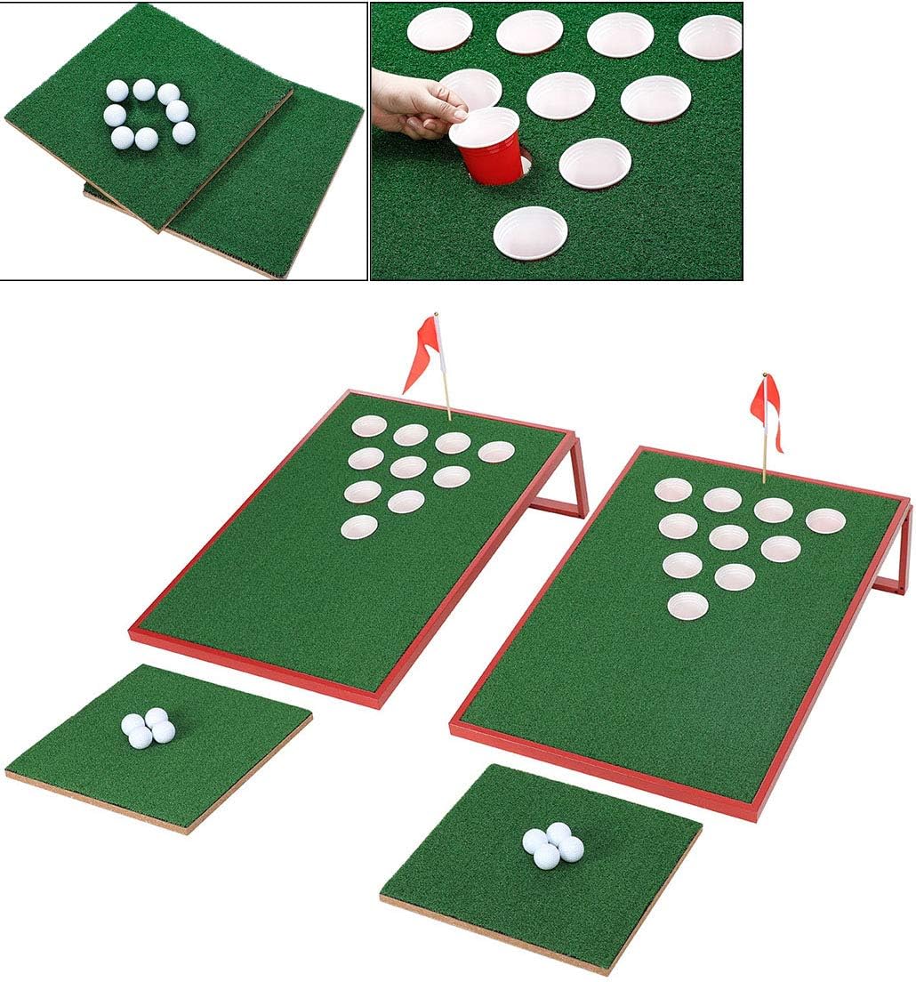 SPRAWL Golf Pong Set Chip Pong Exciting Golf Game for Golf Enthusiasts and Beginners Red Golf Cornhole for Beach Office Backyard Clubhouse