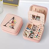 Parima Gifts for Women - Women Gifts Idea, Personalized Birthday Gift, Travel Jewelry Case Organizer Initial Small Jewelry Box, Woman Selfcare Gift - Letter A, Pink
