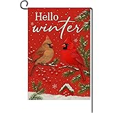 Winter Red Cardinal Garden Flag 12x18 Inch Double Sided Seasonal Outdoor Yard Decoration for Garden Lawn Patio