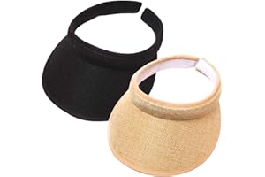 2Pcs Women's Summer Sun Visor Hat UV Protection Lightweight Travel Caps,Outdoor Golf Tennis Cap Beach Visor Sports Cap, Black