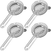 MAHIONG 4 Pack 6.5 Inches Cocktail Strainer, 2-Prong Stainless Steel Bar Strainer, Bar Tool Drink Strainer for Bartenders, Restaurants Home Use