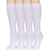 BampooPanPa 4 Pair Bamboo Knee High Socks Thin Casual Dress Socks Breathable Lightweight Stockings