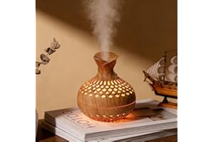 Essential Oil Humidifier with Realistic Flame Lights - 7 Color Options, Quiet Humidifier for Home, Auto Off Protection, 300ML