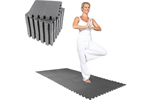 BIERBEAR 18 Pieces Gym Flooring for Home Gym,3ft * 6ft Rubber Mats for Floor,Foam Tiles, Interlocking Floor Mats, Workout/Exercise Mat for Home.