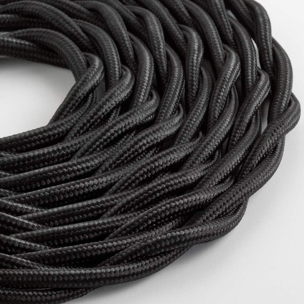 Klartext - Braided Textile Cable LUMIÈRE TV/LAN, Black, 10 mt.|Warning: Antenna Cable and Phone Together!