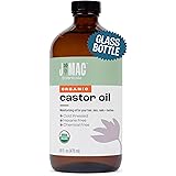 J MAC BOTANICALS, Organic Castor Oil Cold Pressed (Glass Bottle, 16 oz) pure unrefined, hexane free for face, skin, eyelashes