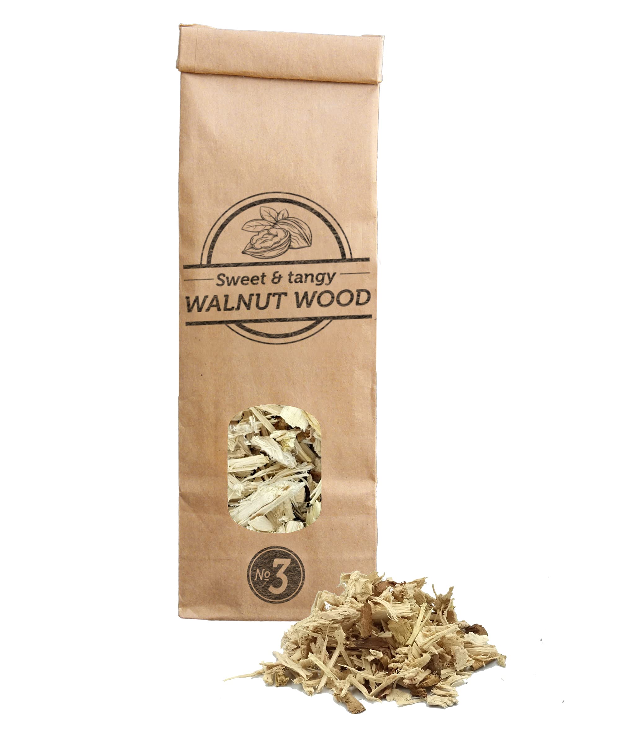 Smokey Olive Wood 500 mL Walnut Wood Chips for BBQ and Smoking, Size No. 3: 2-3 cm