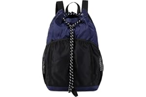 Lohol Mesh Drawstring Backpack with Shoe Bag, Durable Swimming String Sack with Handle for Sports Gym Yoga Beach Travel