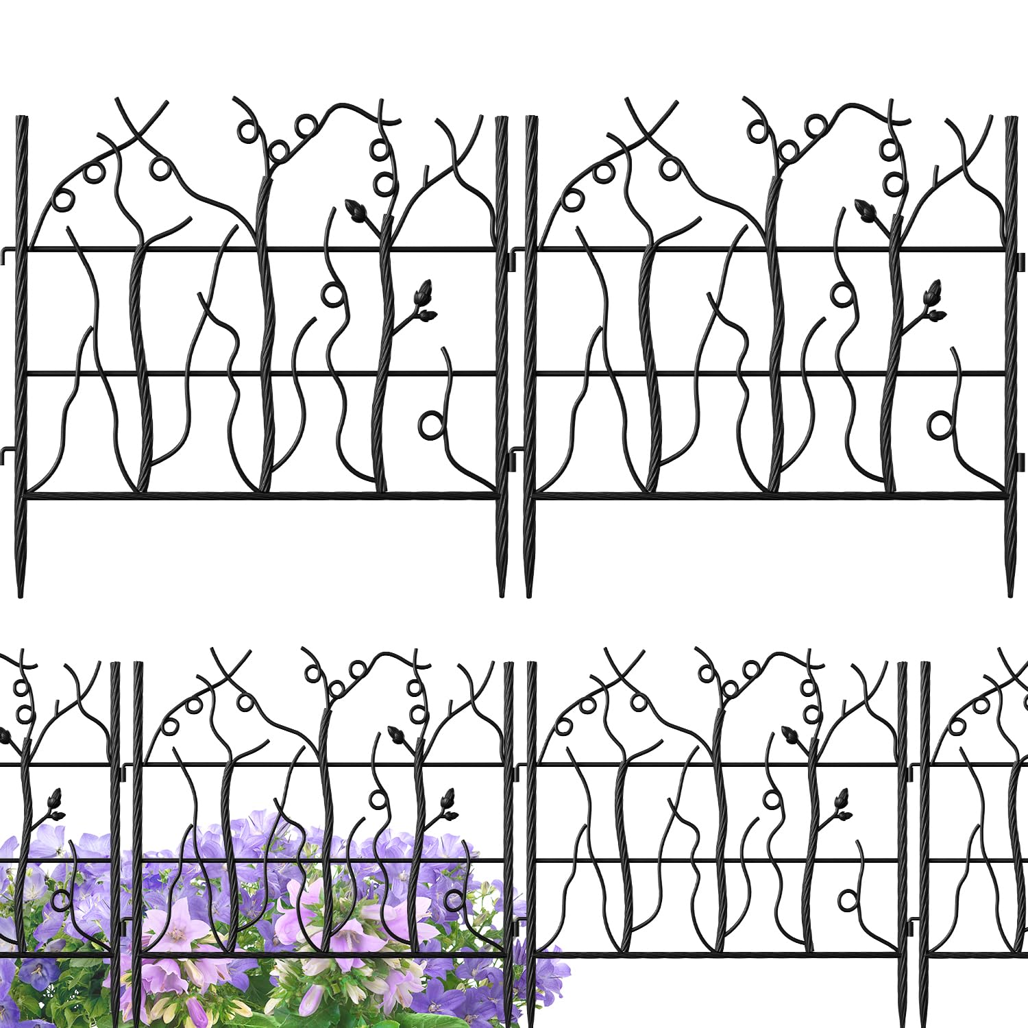Photo 1 of AMAGABELI GARDEN & HOME 5 Panel 26in(H)×11.5ft(L) Decorative Garden Fences and Borders for Dogs No Dig Rustproof Metal Fence Panels Garden Edging Animal Barrier Fencing for Flower Bed Yard Patio