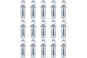 DTGN 1/2" x 2-1/4" Hex Nut Sleeve Anchors - 25Pack - Good for Concrete Dry Brick Block Walls - Carbon Steel - Silver