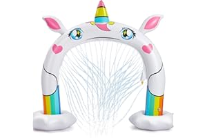 Perbyste Unicorn Sprinkler for Kids, Inflatable Arch Rainbow Sprinkler, Water Sprinkler for Kids Outdoor Play, Toddler Sprinkler for Yard Outside Activities