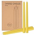 LYOBATH 30 Pack Yellow Taper Candles - Taper Candles 10 Inch Dripless, Smokeless & Unscented - 8 Hours Long Burning - Ideal for Weddings, Dinner Parties, and Home Decor