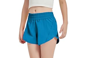 Aurefin Girls Athletic Shorts, Quick Dry Running Shorts for Kids Teen Girls Active Sports Track Shorts with Zip Pocket Liner
