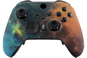 eXtremeRate Gold Star Universe Patterned Faceplate Cover, Soft Touch Front Housing Shell Case & Accent Rings Replacement Kit for Xbox One Elite Series 2, Xbox Elite 2 Core Controller Model 1797