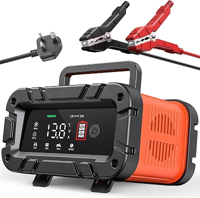 Husgw 10A 12V/24V Automatic Battery Charger Maintainer with Temperature