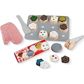 Melissa &amp; Doug Slice &amp; Bake Cookie Set Wooden Pretend Play Food Toys | 28 Pieces, 12 Sliceable Cookies, Toppings, Knife, Spatula, Mitt, No-Slip Cookie Sheet, Preschool Toys for Kids, Ages 3+