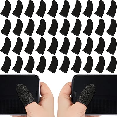 Jiuguva 120 Pcs Finger Sleeve for Gaming Anti Sweat Game Controller Thumb Sleeve Breathable Finger Covers Touchscreen Gaming Gloves for Mobile Phone Game, 4 Designs(Black)