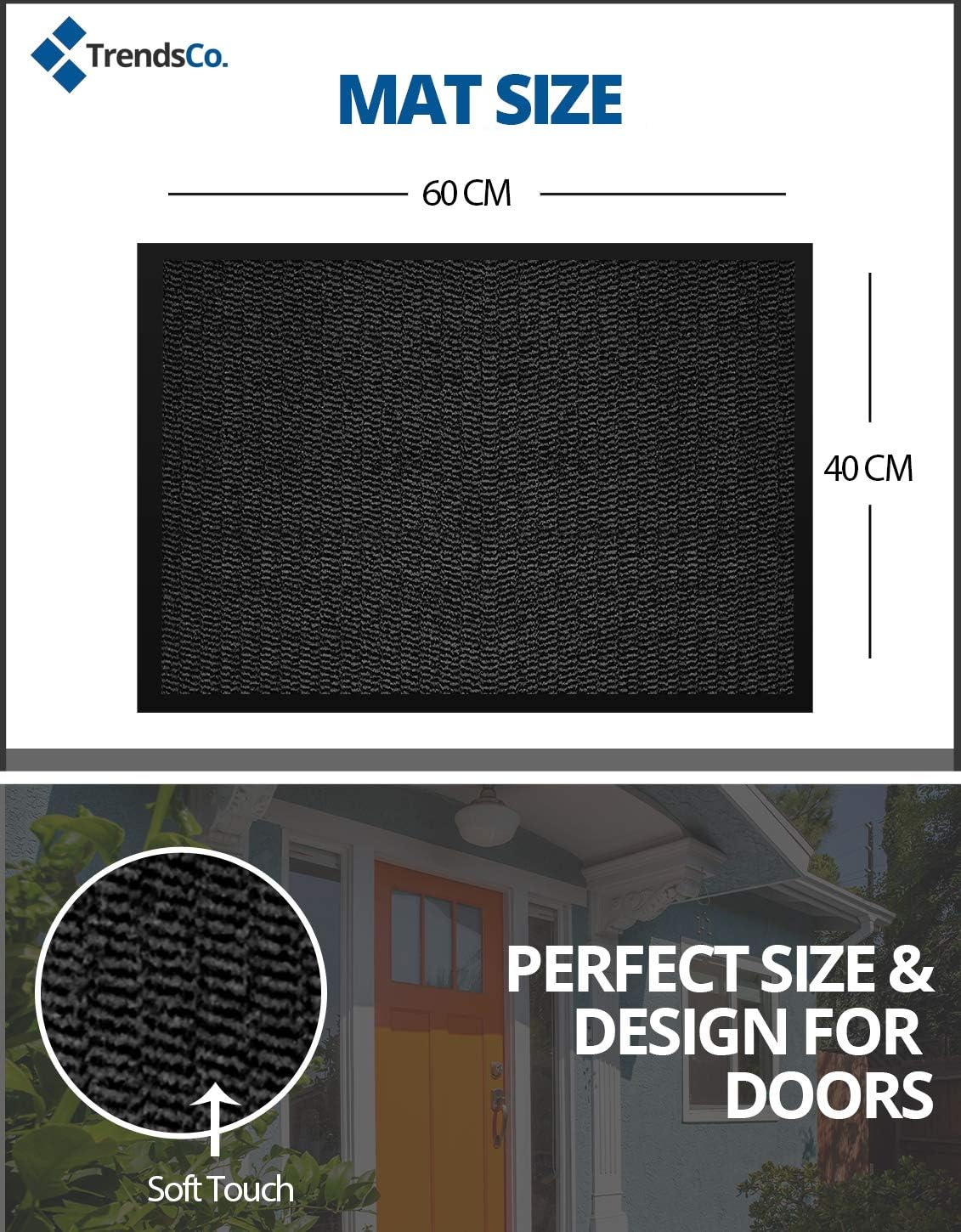 Trendsco, Dirt Trapper Door Mat Indoor & Outdoor, Non Slip Rubber Backing Carpet and Floor Mat for Home Kitchen & Office - Image 3