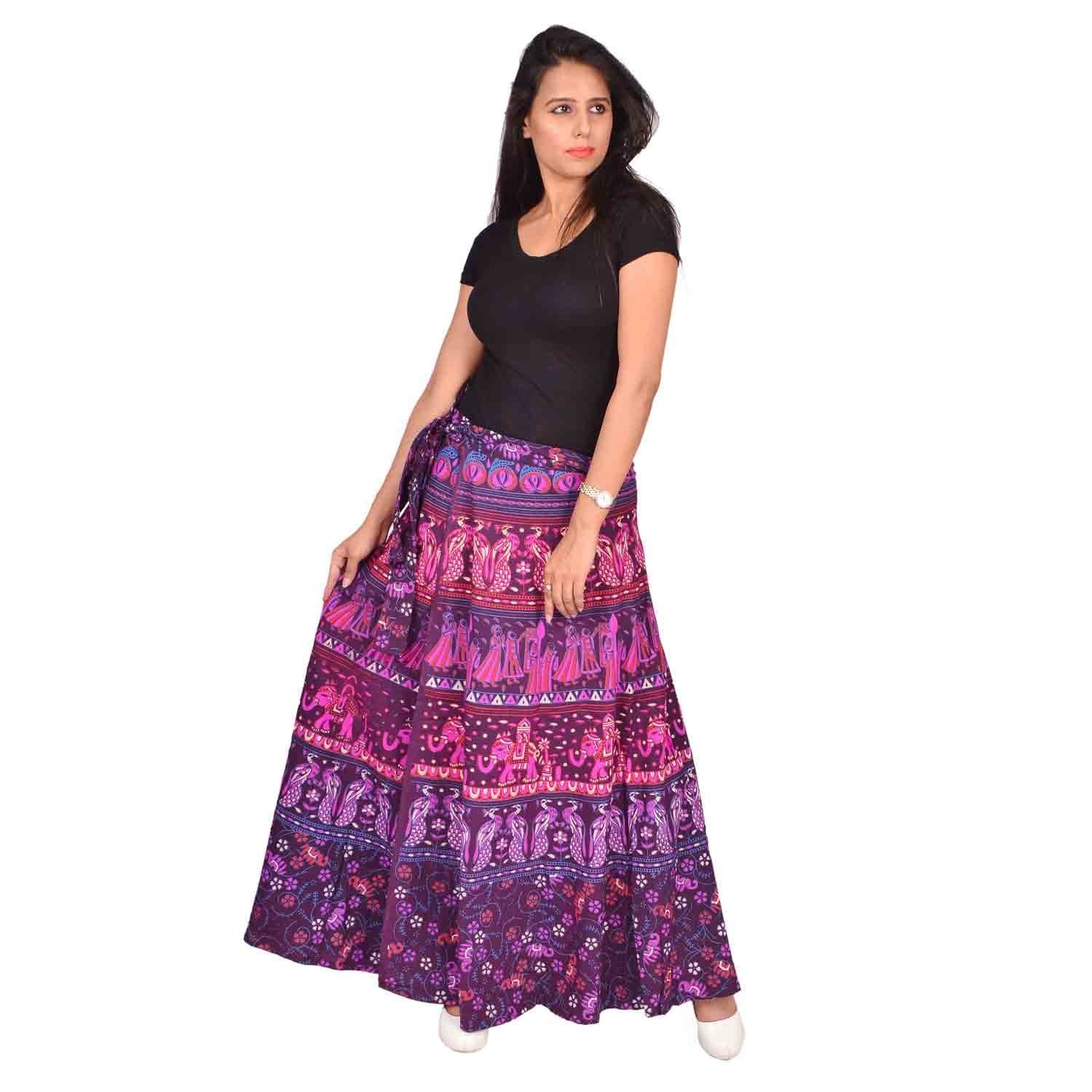 modern kart women's 100% pure cotton wrap around skirt with elegant print.