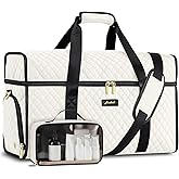 Weekender Travel Duffle Bag for Women: Overnight Bags with Shoe Compartment Carry on Bags for Airplanes with Toiletry Bag Weekend Yoga Gym Bag with Wet Pocket Travel Duffel Tote Bag Hospital Bag Beige