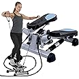 Efitment Mini Stepper Steppers for Exercise at Home Stair Step Cardio Thigh Master Workout Equipment Fitness Pedal Exerciser Non-Slip Pedals with Resistance Bands LCD Digital Monitor Climber