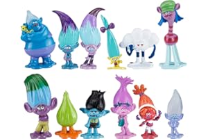 HIONWUDO 12Pcs Trolls Toys for Girls, Mini Trolls Dolls Action Figures Cake Toppers for 2 3 4 5 6 Year Old Kids Birthday Party Decorations