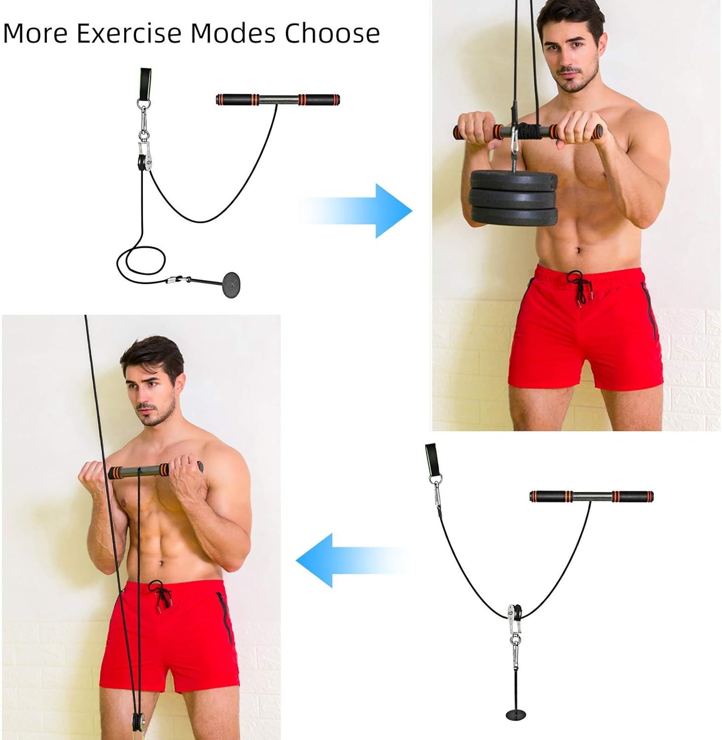 PELLOR LAT Pull Down Machine, Power Tower Adjustable Forearm Wrist Roller Trainer, Arm Strength Training Machine Exercise Pulley Cable System Gym Equipment for Home Workouts : Sports & Outdoors