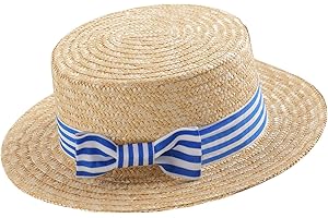 BABEYOND BABYOND Mens Brim Boater Hat Gatsby Straw Panama Hat Fedora Summer Beach Sun Hat 20s Costume Accessories