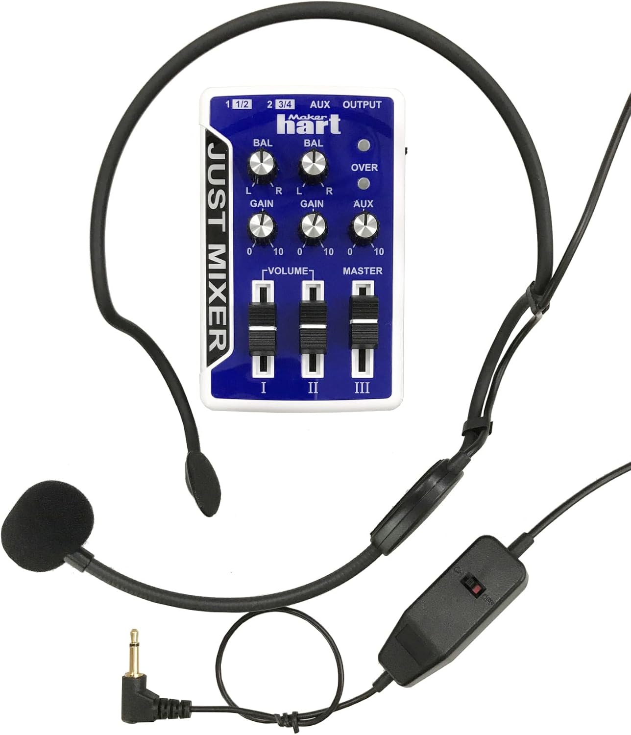 JUST MIXER 3.5mm Stereo Audio Mixer + Professional Headset Microphone