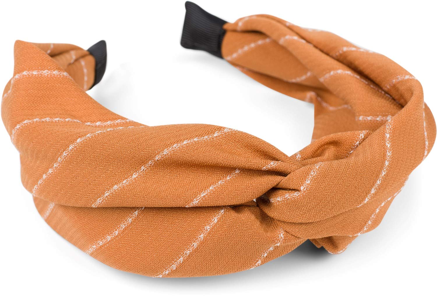 styleBREAKER Women Hairband with noble pinstripe pattern and twist knot, retro look, hair band, hair ornament 04027028, color:Cognac