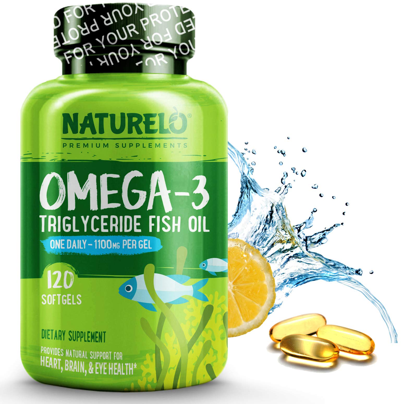 NATURELO Omega3 Fish Oil Supplement EPA + DHA 1100 mg Triglyceride