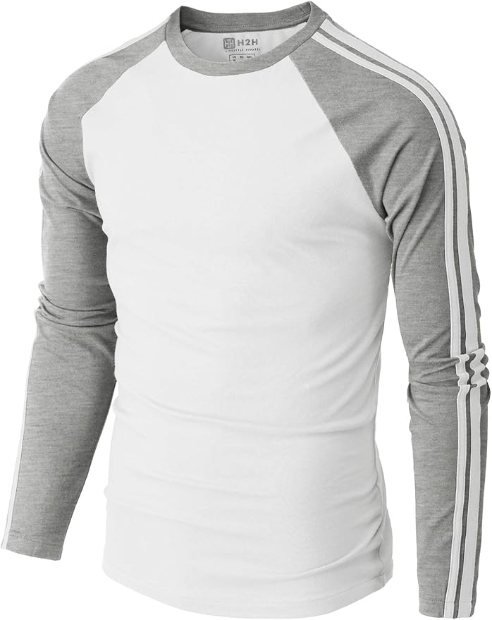 H2H Mens Casual Slim Fit Long Sleeve VNeck TShirts