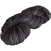 Knit Picks Hawthorne Black Merino Wool Sock Yarn for Knitting | 100g hank of hand dyed yarn for socks in Blackbird color, machine washable.