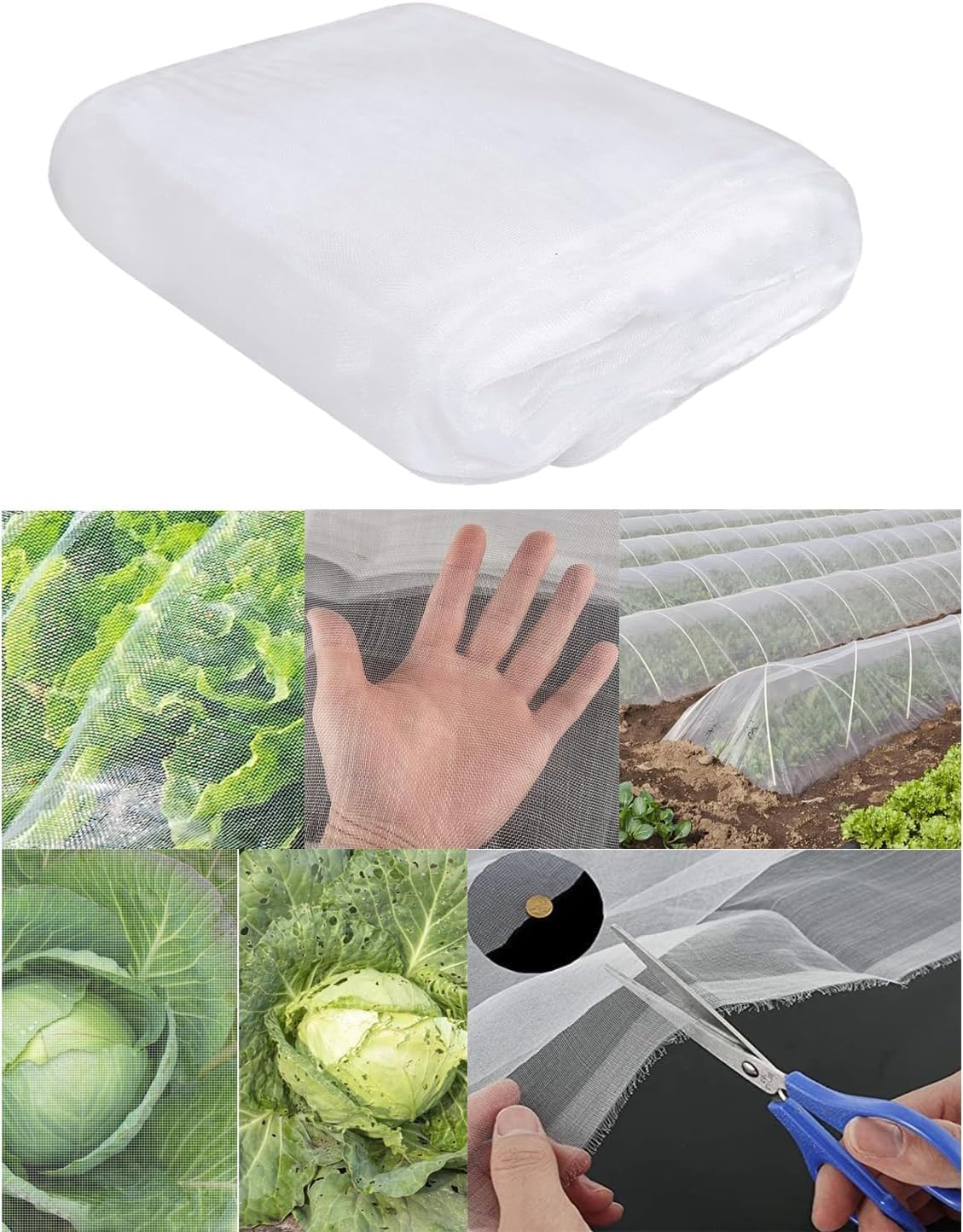 Garden Netting for Veg Patch Fine Mesh, 2X5m Insect Protection Net, Garden Vegetable Plant Protect Netting, Anti Bird Butterfly Netting, Tunnel Fine Mesh for Flowers Crops Fruits Greenhouse (2X5)