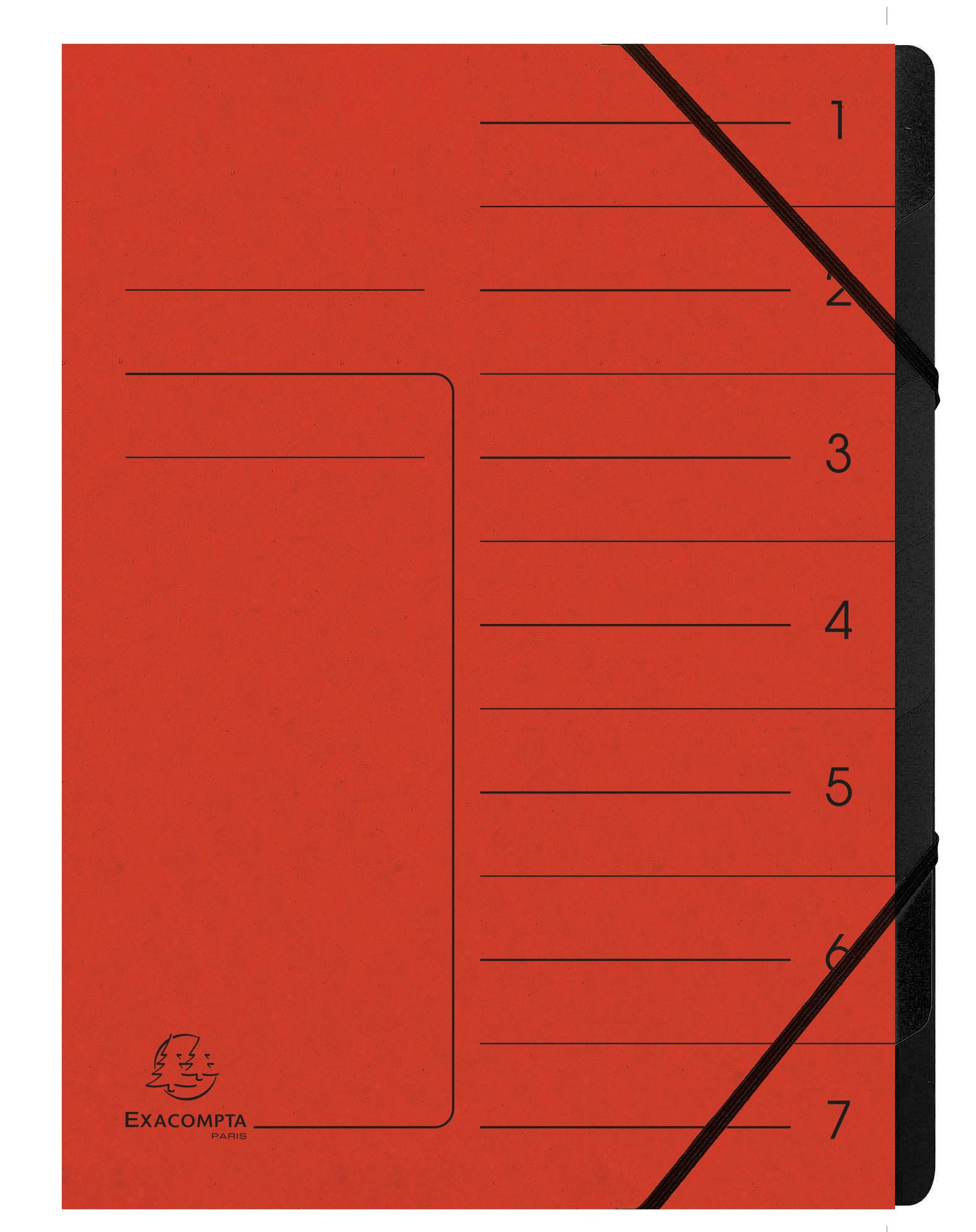 Exacompta - Ref 540705E - Stapled Spine Multipart File - 245 x 320mm in Size, Suitable for Storing A4 Documents - 7 Tabbed Sections - Red Cover with Reinforced Tabs