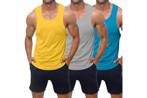 KAWATA Men's Workout Tank Tops Quick Dry Gym Muscle Tees Fitness Bodybuilding Sleeveless T Shirts