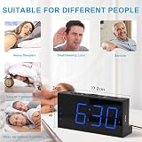 Mesqool Loud Alarm Clock with Bed Shaker Dual Alarm USB Charger Blue view 9