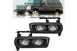 BOXLIGHT LED Fog Lights Assembly Replacement for [2002 2003 2004 2005 2006] Cadillac Escalade/ Escalade EXT/ Escalade ESV Driving Fog Lamps (Clear Lens)