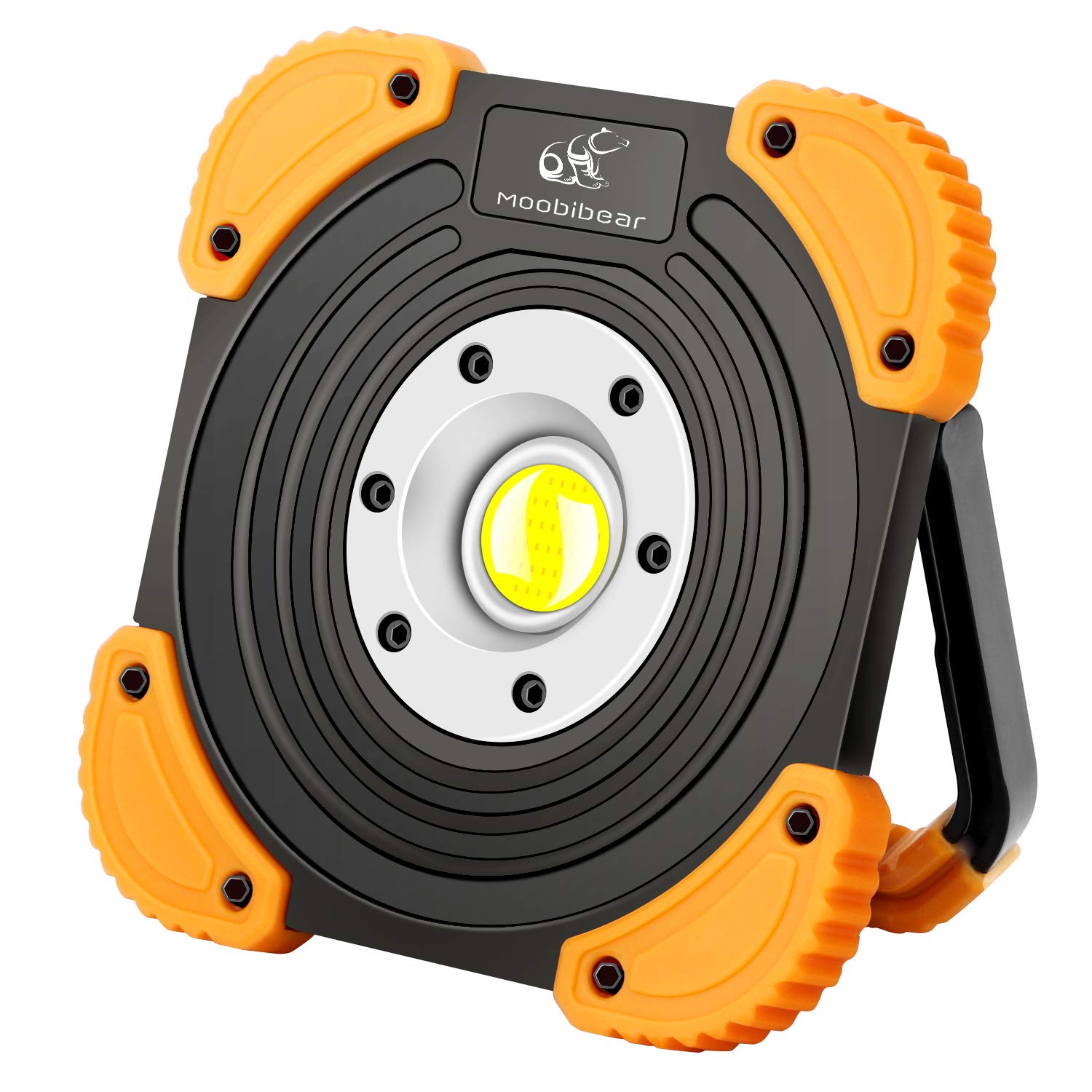 Moobibear BS-FL8W-4AA Portable COB LED Work 10W 1000lm 2 Modes Emergency Light, Battery Powered Cordless Floodlight, Heavy Duty Spotlight for Garage, Camping, Hunting, Fishing