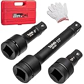 Toolwiz 1'' Socket Extension Set 4'', 6'', 10'' (3 Piece) Cr-Mo Steel, 1 inch Drive Extension Bar with Locking Pin for Mechan
