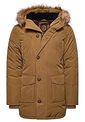 Superdry Mens Everest Parka Coat, Slim Fit Camel