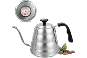 TRINIDa Gooseneck Kettle for Pour Over Coffee and Tea, 26 fl oz with Thermometer, Stainless Steel Triple Layer Bottom, Precision Pour Drip Spout, for all Stove Tops