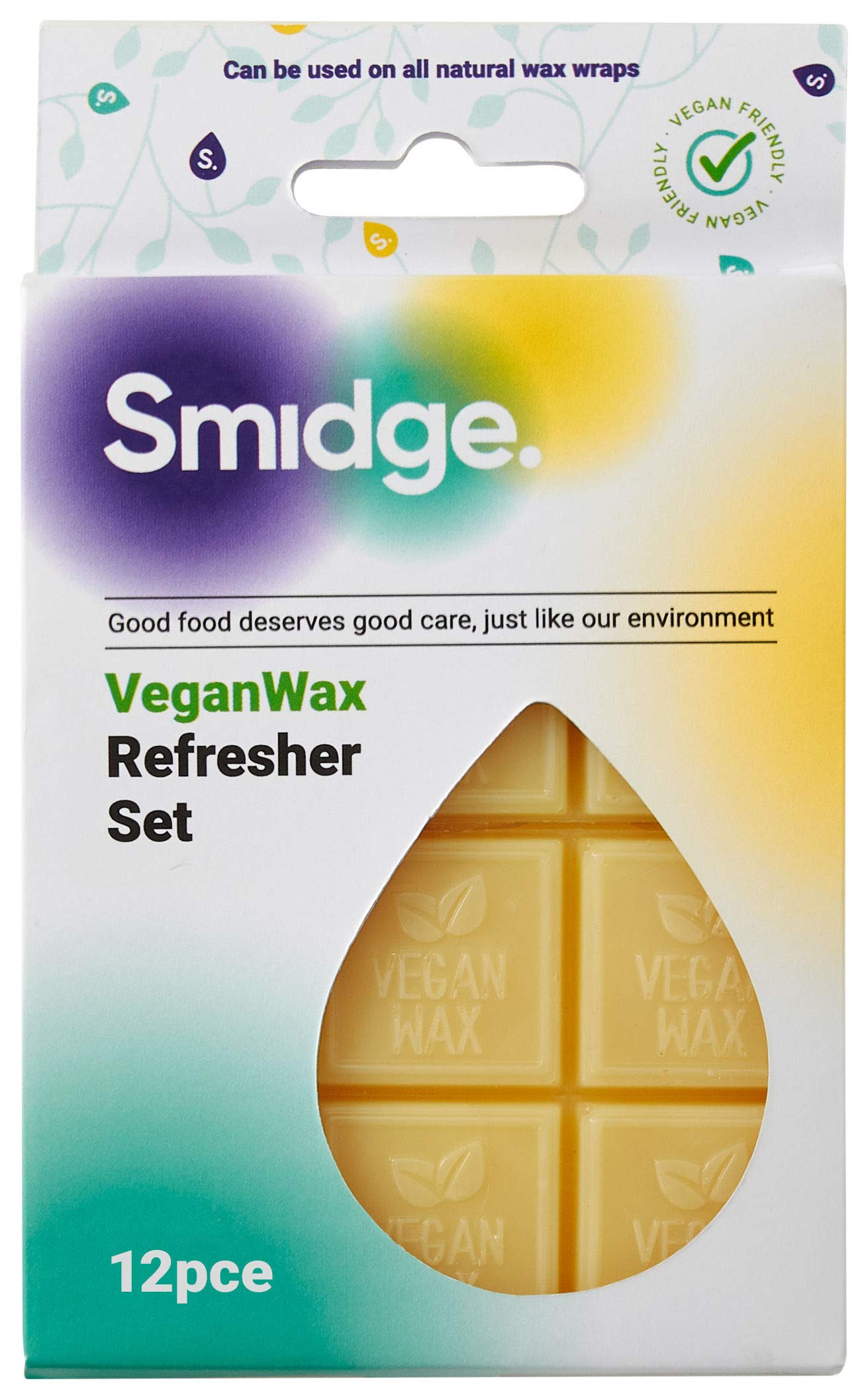 Smidge 12-Piece Vegan Wax Refresher Set - Revive Plant-Based Food Wraps, Eco-Friendly Maintenance Kit, Sustainable & Cruelty-Free