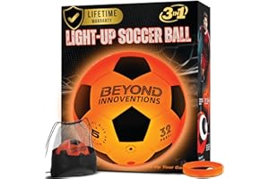 BEYOND INNOVENTIONS Light Up Soccer Ball - Soccer Gifts for Boys & Girls 8-15+ Year Old- Glow in the Dark Soccer Ball | Size 5 | Cool Birthday Gift Ideas for Kids / Teen - Glow Up Soccer Christmas Toys for Girls and Boys