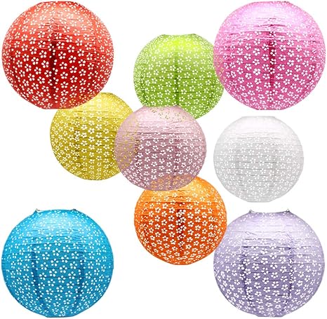 Colorful Decorative Party Paper Lanterns 9 Packs Hollow Out