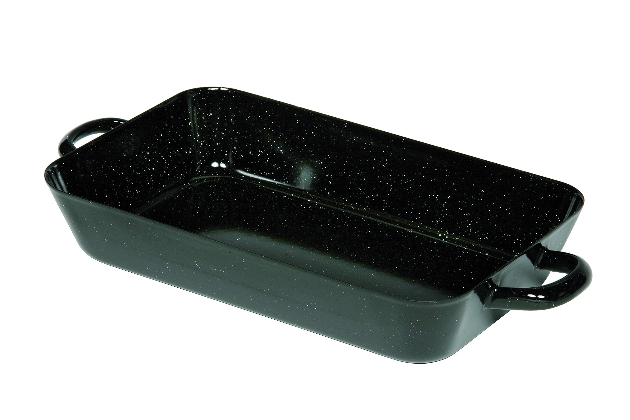 Riess, 0046-022, frying pan 33/20 cm, classic baking and frying moulds, dimensions 33 x 20 cm, height 6.0 cm, capacity 2.00 litres, enamel, roaster, black, 0.89 kg, 40.5 x 20.6 x 6 cm, induction