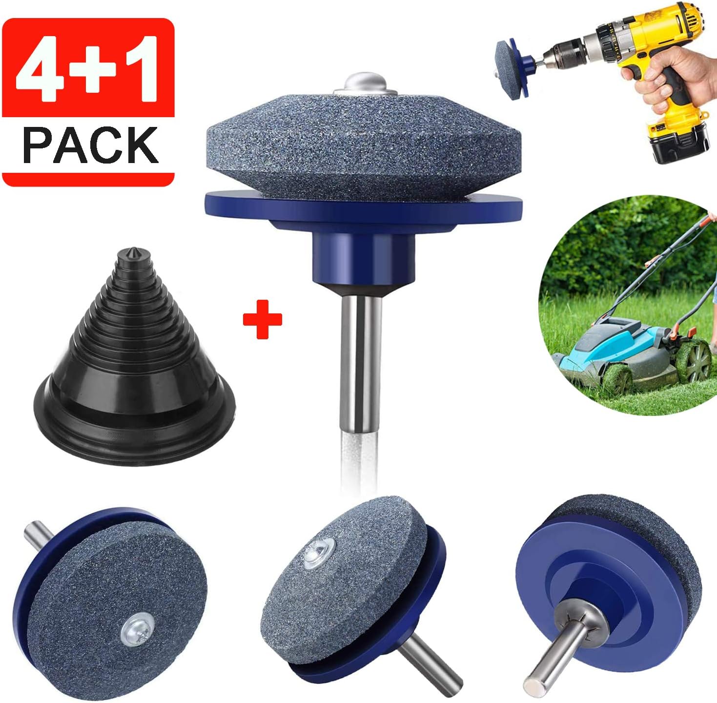EBINGMIMA 4 Pack Lawn Mower Blade Sharpener and Balancer