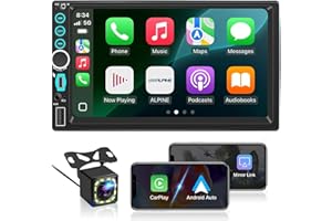 7'' Wireless Double Din Car Stereo Carplay Radio Screen for Car Audio Receivers, Bluetooth Car Play Android Auto Touchscreen,