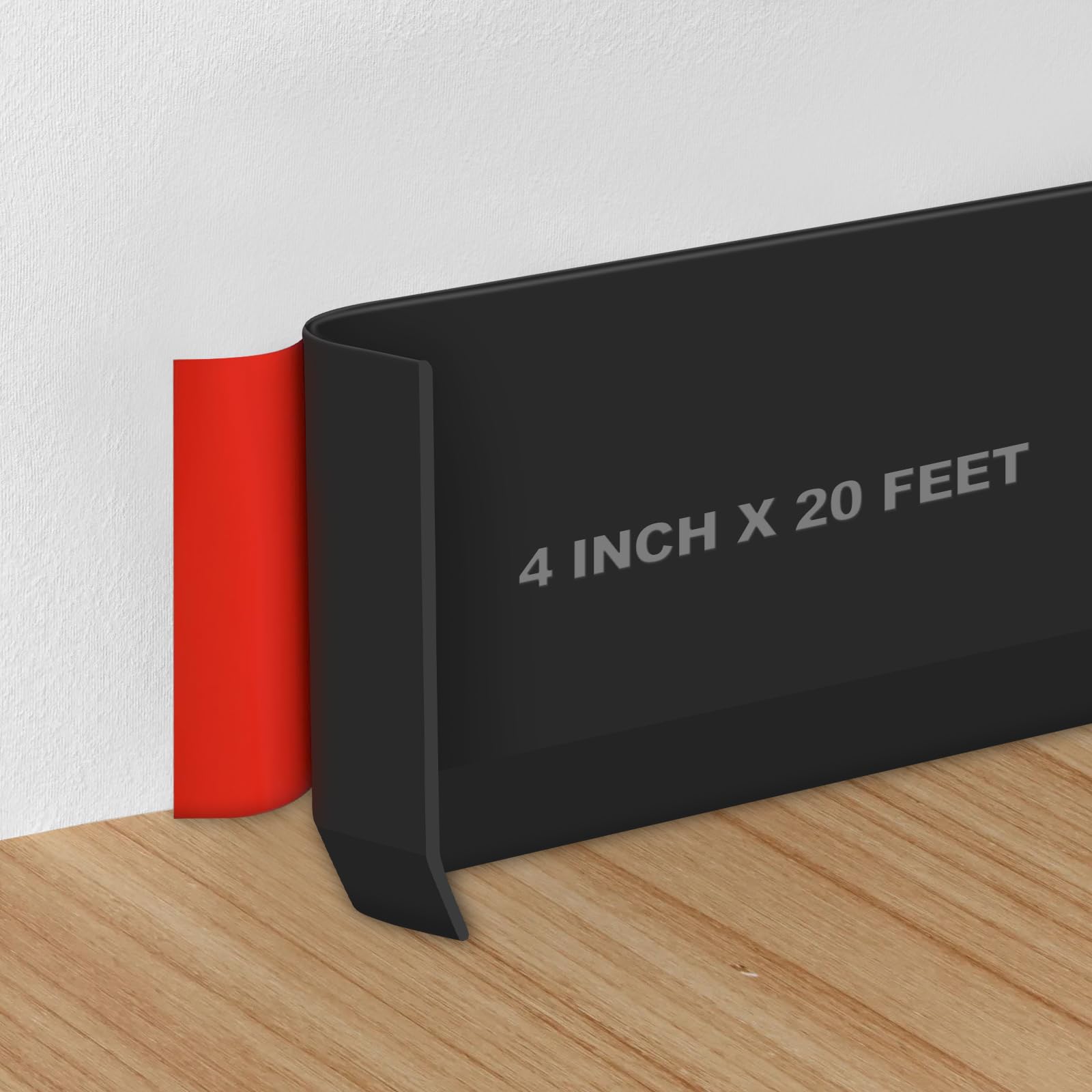Photo 1 of Storystore Wall Baseboard Trim 4 Inch x 20 Feet, Flexible Self-Adhesive Rubber Baseboard for Walls, Peel and Stick Wall Molding Trim