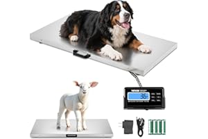 VEVOR 880Lbs x 0.2Lbs Livestock Scale Shipping Scales Large Platform 40.6x20.9Inch Stainless Steel Vet Scale Industrial Floor Scale Large Animal Dog Pig Scale Goat Weight Scale Pet Digital Scale